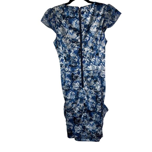 Guess Dress Women's Size 6 Blue Satin Sheath Chiffon Printed Vintage Y2K - Picture 2 of 10